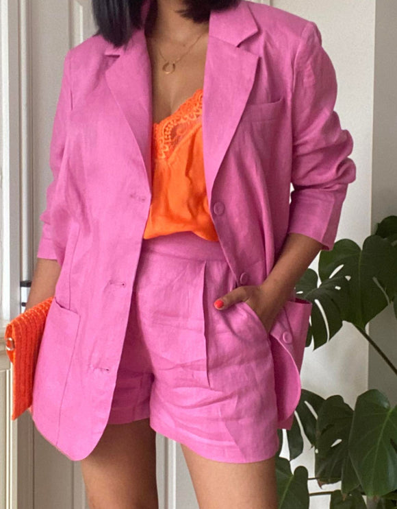 Pink Oversized Linen blazer