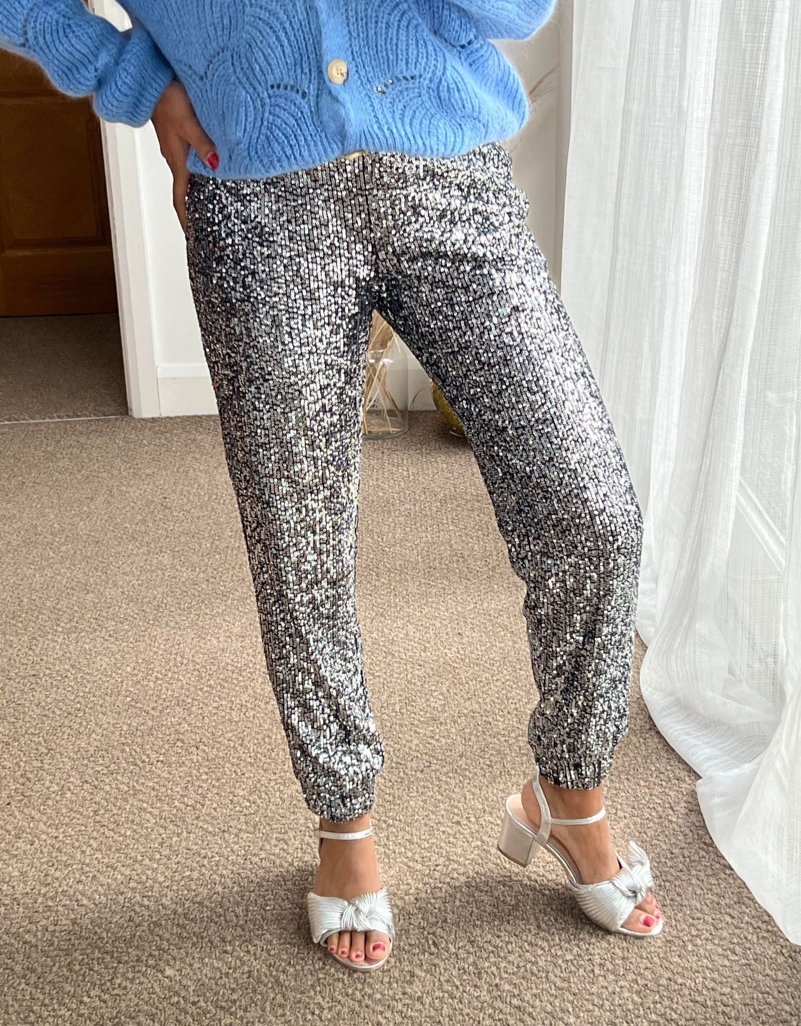 Black Sequin Joggers Fully Lined Mimi s Edit