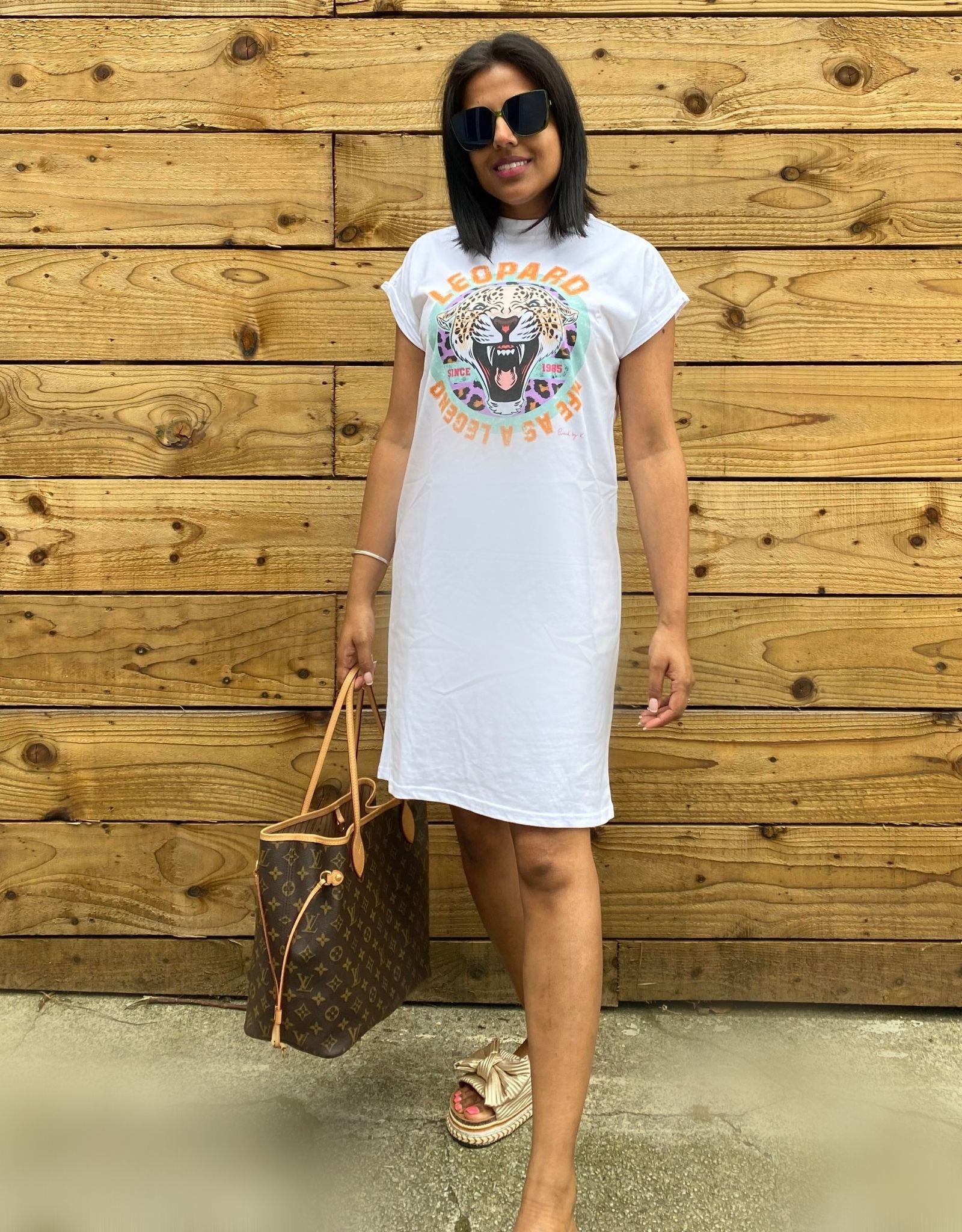 White fashion t shirt dress uk