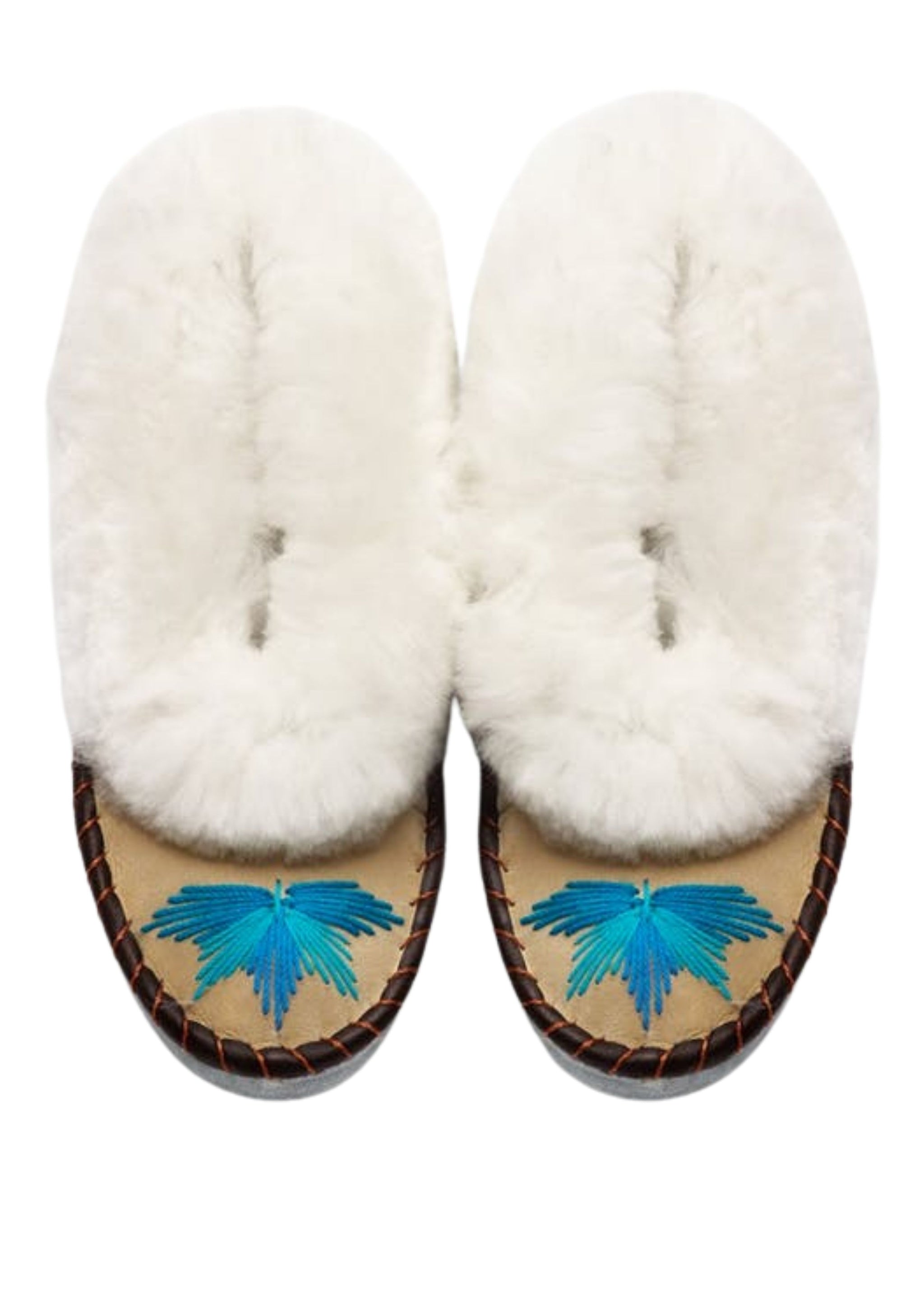 Embroidered sheepskin moccasin slippers deals